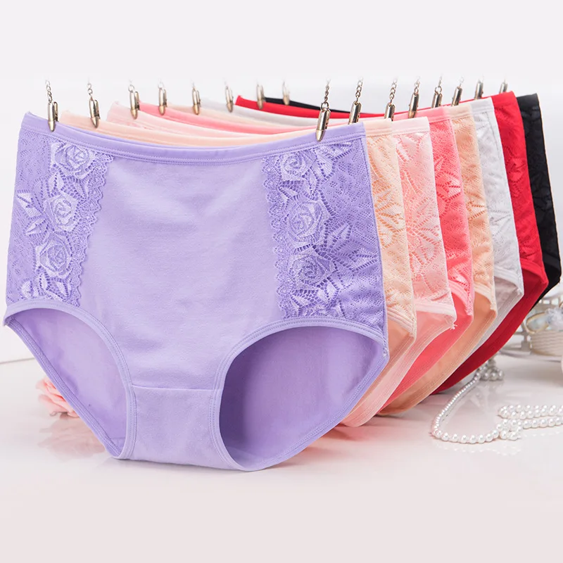 Women's cotton lace-trimmed underwear women's cotton mid-to-high-waist large-size briefs, no trace, hip-lifting, breathable
Women's cotton lace-trimmed underwear women's cotton mid-to-high-waist large-size briefs, no trace, hip-lifting, breathable