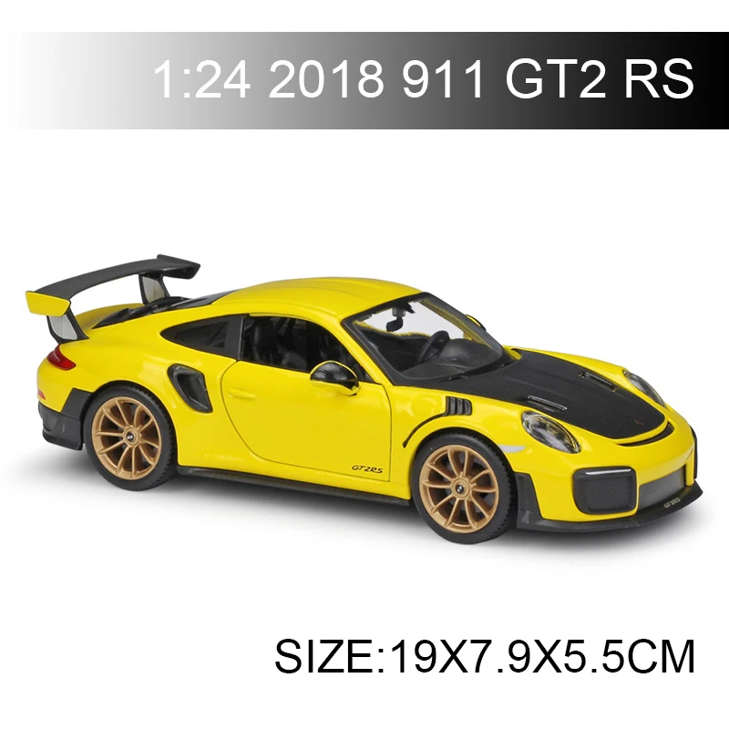 Модель литая автомобиля Maisto 1:24 2018 911 GT2 RS из желтого сплава металлическая игрушка