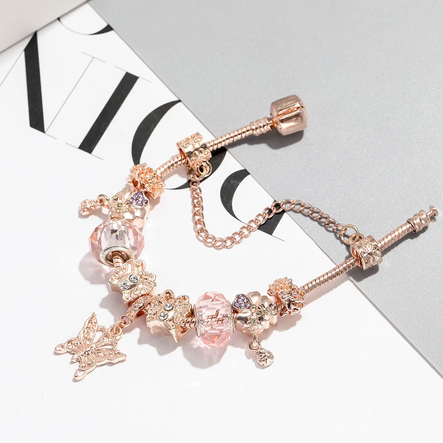 Dinglly Rose Gold Wings Butterfly Charm Bracelets For Women Girl Original Colorful Garden Crystal Beaded Dangle Bracelet Jewelry
Dinglly Rose Gold Wings Butterfly Charm Bracelets For Women Girl Original Colorful Garden Crystal Beaded Dangle Bracelet Jewelry