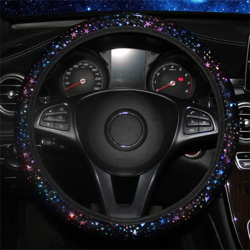 Car Steering Wheel Cover Breathable Anti Slip Flash Colorful Starry Sky Leather Steering Covers Suitable 37-38cm Auto Decoration
Car Steering Wheel Cover Breathable Anti Slip Flash Colorful Starry Sky Leather Steering Covers Suitable 37-38cm Auto Decoration