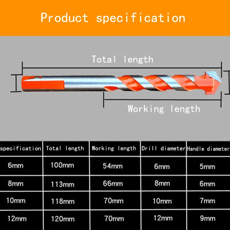Household Marble Overlord Drill Hand Electric Drill Tile Concrete Wall Threaded Triangle Tungsten Steel Twist Drilling Bit
Household Marble Overlord Drill Hand Electric Drill Tile Concrete Wall Threaded Triangle Tungsten Steel Twist Drilling Bit