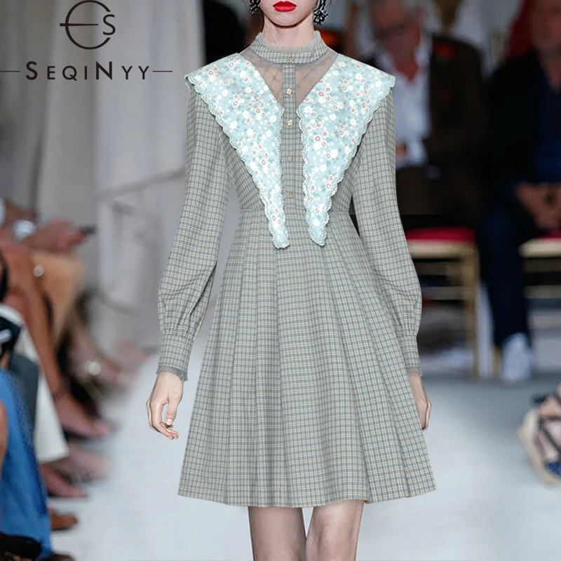 SEQINYY Casual Mini Dress Spring Autumn New Fashion Design Women Runway Plaid Flowers Print Lace Mesh Embroidery High Quality
SEQINYY Casual Mini Dress Spring Autumn New Fashion Design Women Runway Plaid Flowers Print Lace Mesh Embroidery High Quality