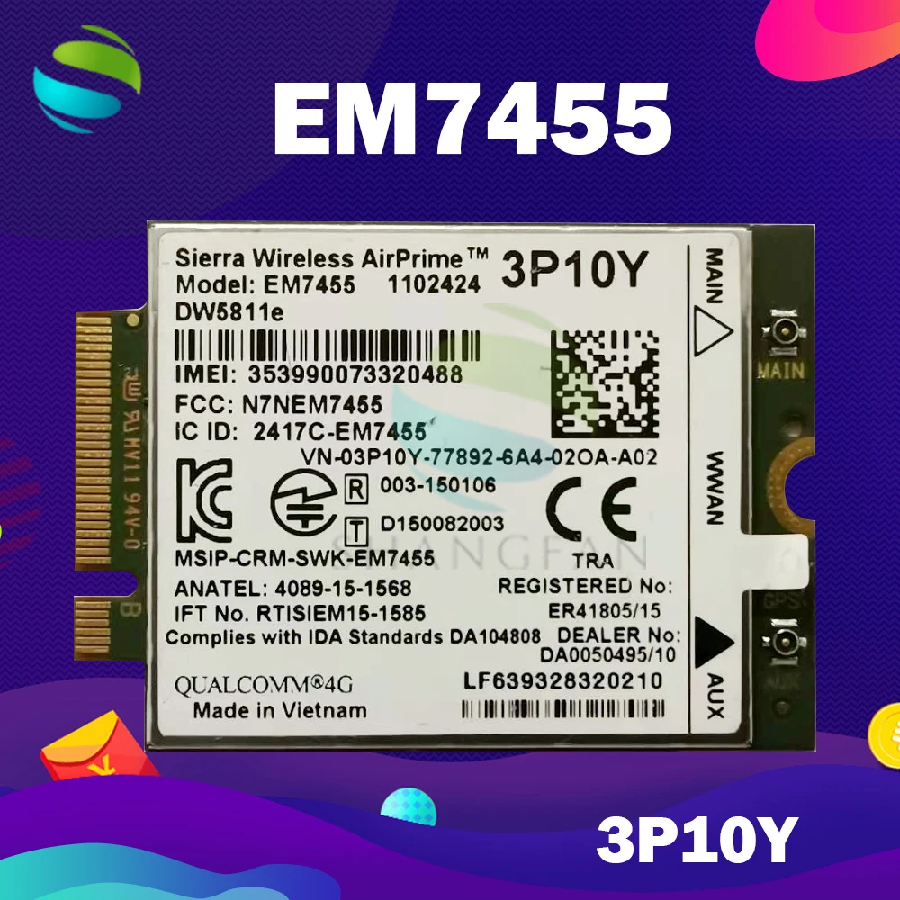4G WLAN карта для SIERRA EM7455 DW5811E 300M для E7270 E7470 E7370 E5570 беспроводной FDD/TDD LTE 4G Cat6 Gobi6000
4G WLAN карта для SIERRA EM7455 DW5811E 300M для E7270 E7470 E7370 E5570 беспроводной FDD/TDD LTE 4G Cat6 Gobi6000