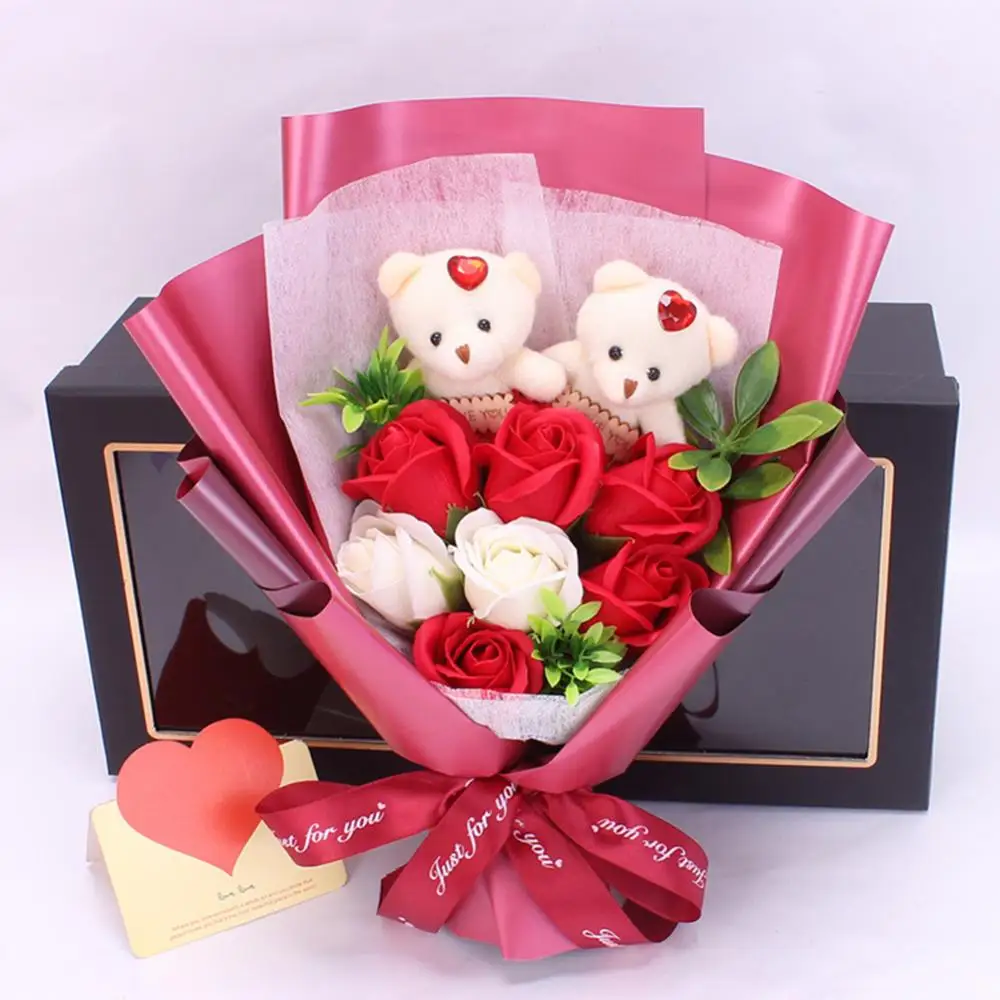 1 Bouquet Bear Artificial Soap Rose Flower Bear Valentine Day Birthday Gift for Girlfriend and mother
1 Bouquet Bear Artificial Soap Rose Flower Bear Valentine Day Birthday Gift for Girlfriend and mother