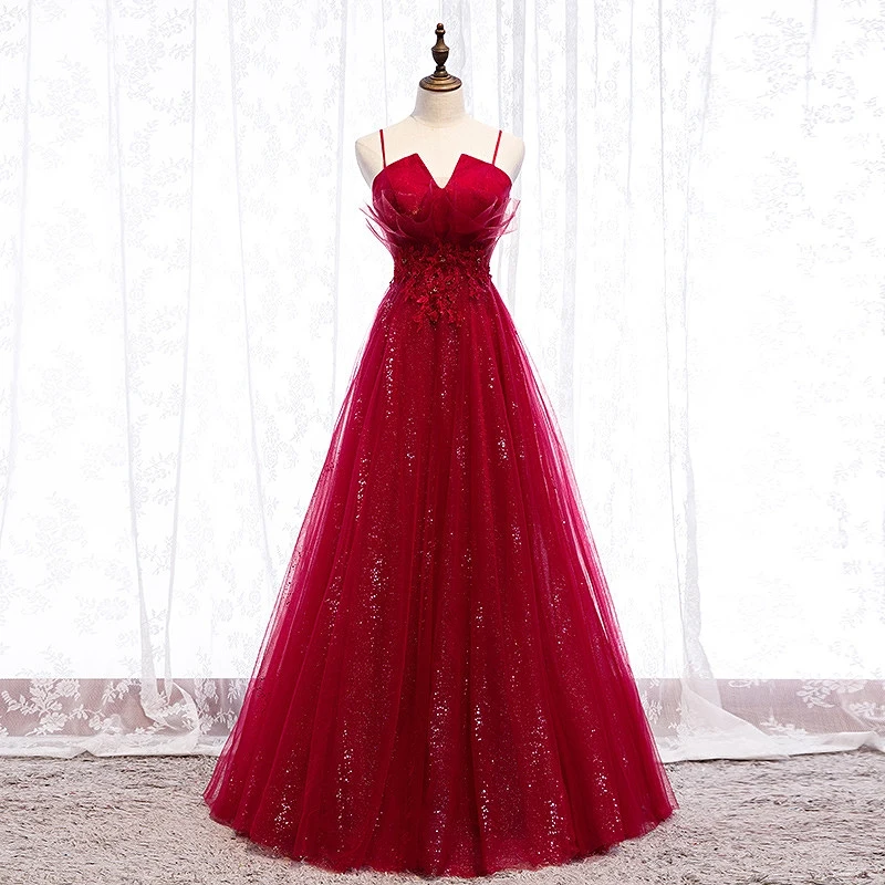 Wine Red Bridesmaid Dresses A-Line Embroidery Appliques Pleat Tulle Spaghetti Straps Wedding Party Guest Maid of Honor Prom Gown
Wine Red Bridesmaid Dresses A-Line Embroidery Appliques Pleat Tulle Spaghetti Straps Wedding Party Guest Maid of Honor Prom Gown