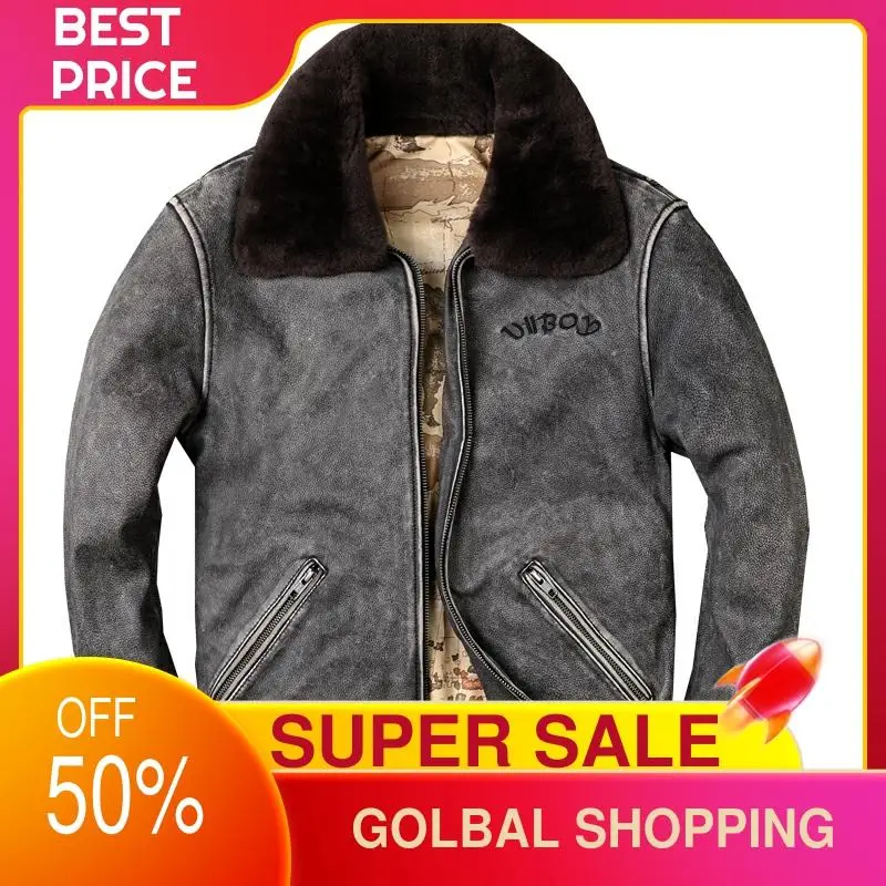 2021 Vintage Grey Military Style Genuine Pilot Leather Jacket Plus Size 4XL Real Natural Cowhide Autumn Slim Fit Aviation Coat
2021 Vintage Grey Military Style Genuine Pilot Leather Jacket Plus Size 4XL Real Natural Cowhide Autumn Slim Fit Aviation Coat