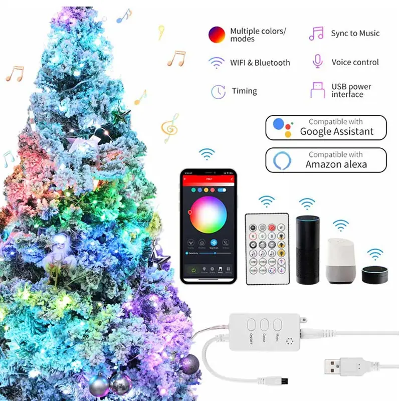 Light String Garden Fence Decoration Control Smart Light String Wifi Control Christmas Decoration Lights Bluetooth USB Lighting
Light String Garden Fence Decoration Control Smart Light String Wifi Control Christmas Decoration Lights Bluetooth USB Lighting