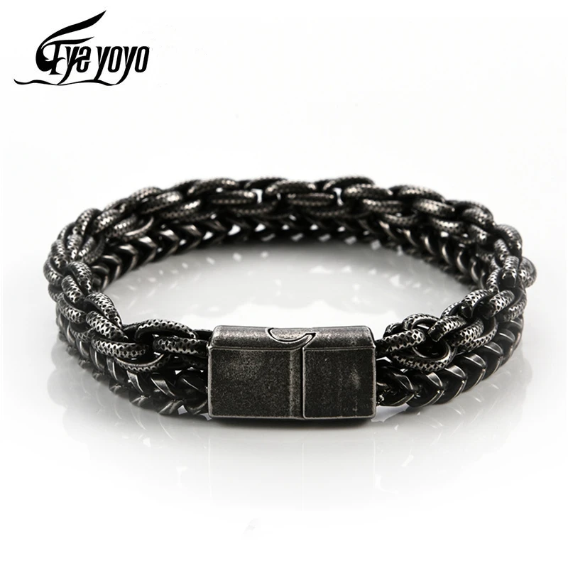 Eyeyoyo Vintage Unique Men's Bracelet Double Chain Bangles Retro Magnetic Clasps Wristband Male Jewelry Link Chain Men Bracelets 
Eyeyoyo Vintage Unique Men's Bracelet Double Chain Bangles Retro Magnetic Clasps Wristband Male Jewelry Link Chain Men Bracelets