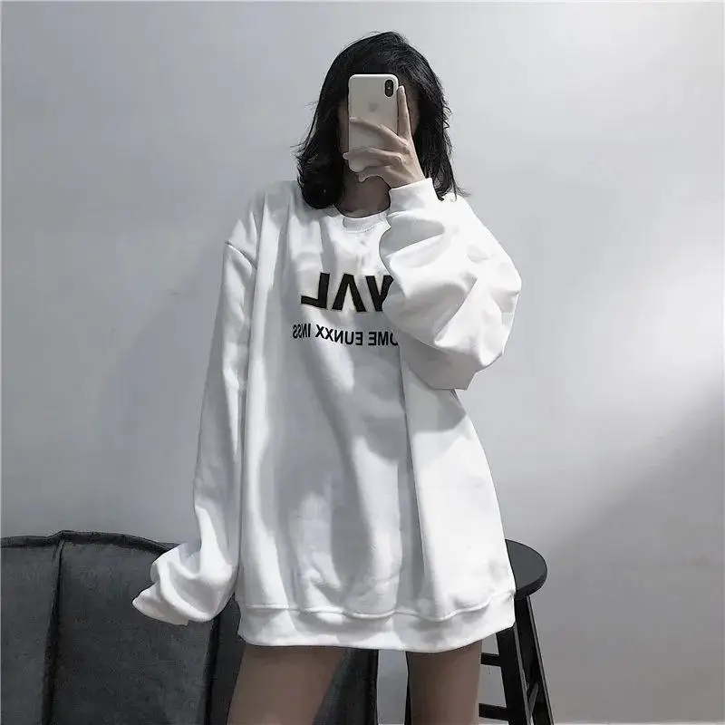 Woman White Hoodies Letter Printed Black Sweatshirts Streetwear Women Autumn Casual O-neck Pullovers Oversized Hoodies Top 
Woman White Hoodies Letter Printed Black Sweatshirts Streetwear Women Autumn Casual O-neck Pullovers Oversized Hoodies Top