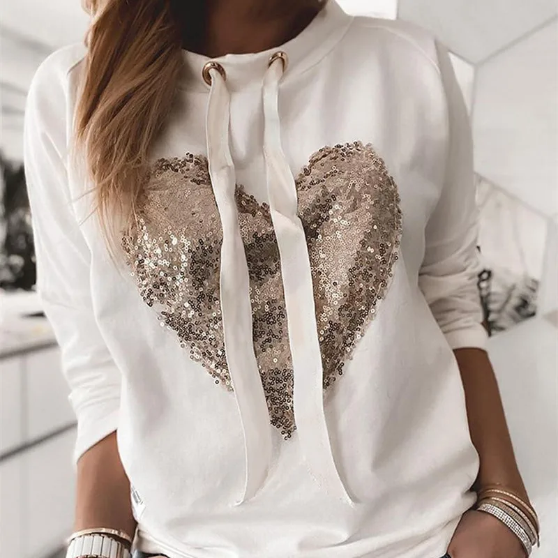 Sequined Patchwork Printing Women's Sweatshirt Casual Long Sleeve O-neck Female Sweatshirts Autumn Women Loose Streetwear Tops
Sequined Patchwork Printing Women's Sweatshirt Casual Long Sleeve O-neck Female Sweatshirts Autumn Women Loose Streetwear Tops