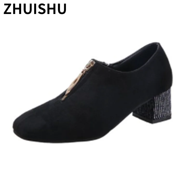 2021 Spring Women's Casual Shoes Velvet Front Zipper Solid Color Ladies Flat with Rubber Shallow Mid Heel Round Toe Party Shoes
2021 Spring Women's Casual Shoes Velvet Front Zipper Solid Color Ladies Flat with Rubber Shallow Mid Heel Round Toe Party Shoes