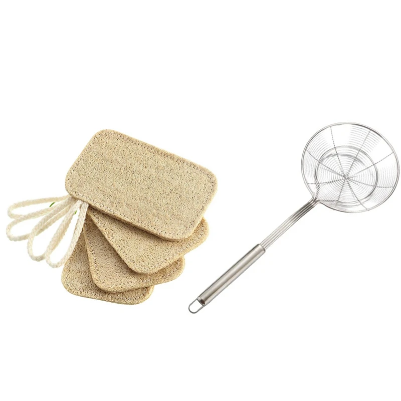 4 Pcs Dishwashing Scrub Kitchen Loofah Sponge Scourer & 1 Pcs Stainless Steel Fine Mesh Food Strainer
4 Pcs Dishwashing Scrub Kitchen Loofah Sponge Scourer & 1 Pcs Stainless Steel Fine Mesh Food Strainer