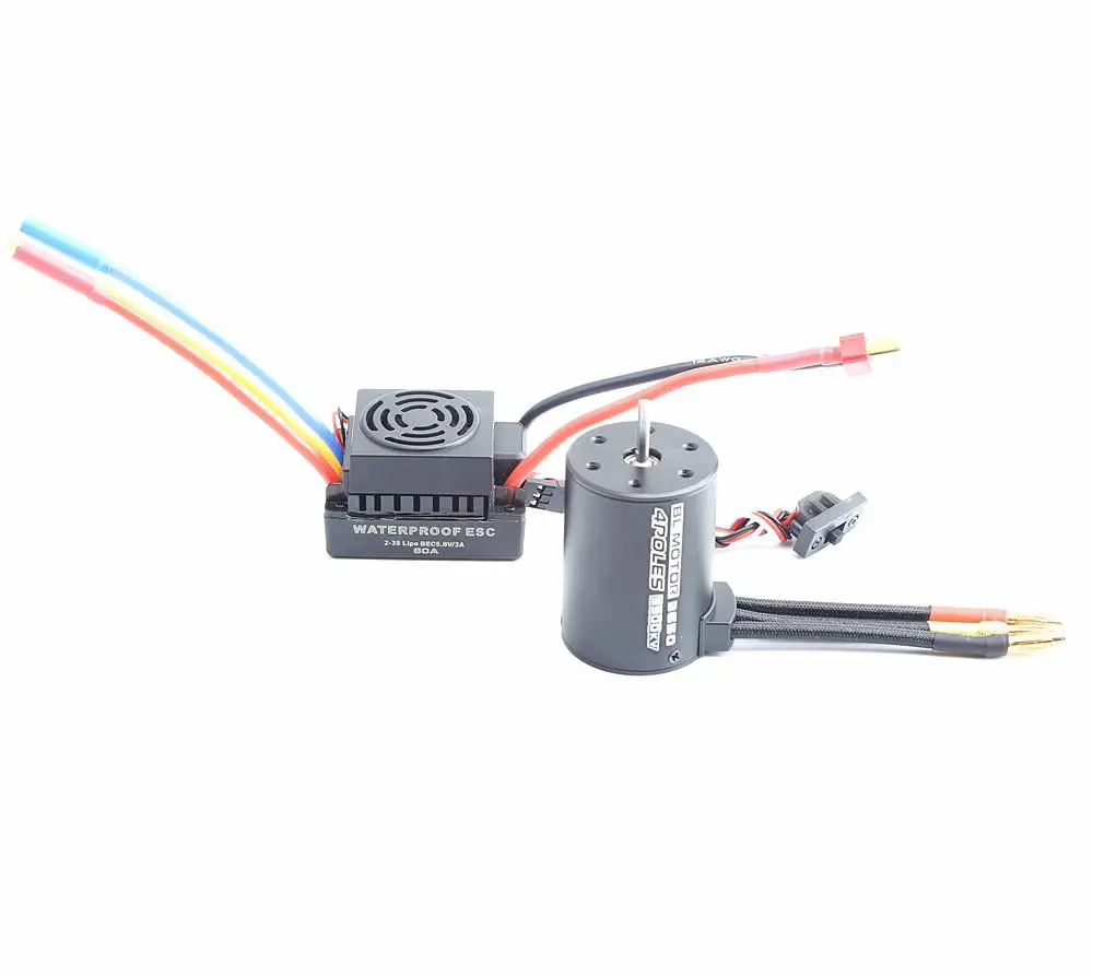 RCtown Rc Waterproof 3650 3900KV RC Brushless Motor 60A ESC Programmer for 1/10 Car Truck kit | Игрушки и хобби