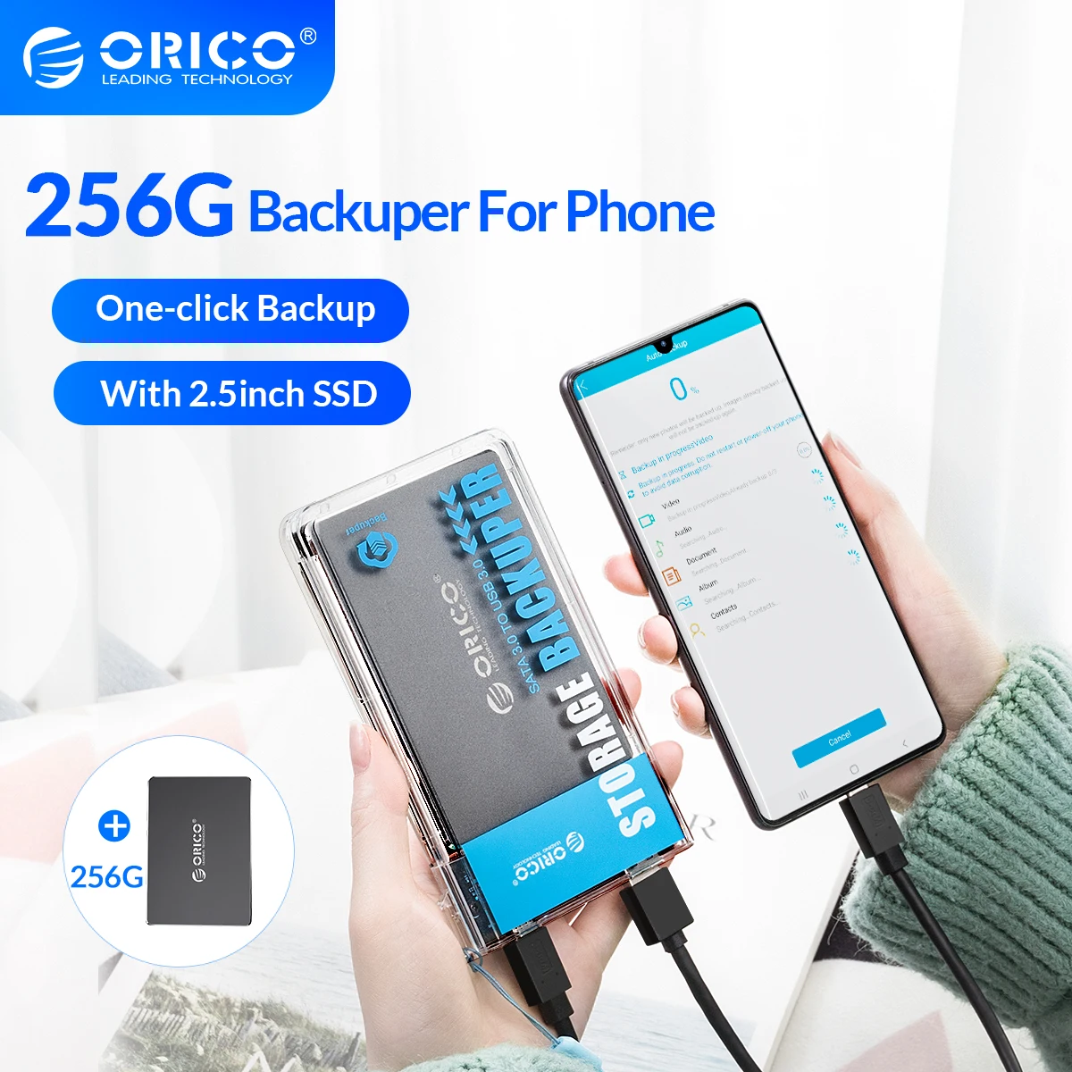 ORICO Backuper With 256G Solid State Hard Disk Automatic Backup Data Photo Video from Mobile Phone Backup to SSD
ORICO Backuper With 256G Solid State Hard Disk Automatic Backup Data Photo Video from Mobile Phone Backup to SSD