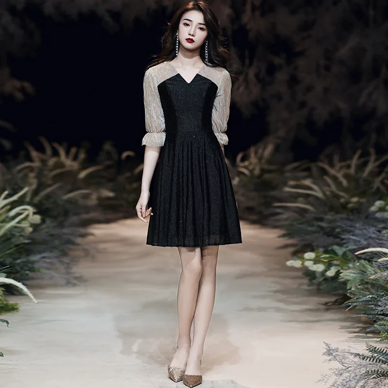 Sweet Sequins Half Sleeve Short Cocktail Dress Sexy Elegant Black Short Dress Robe de soiree Vestido Cheongsam
Sweet Sequins Half Sleeve Short Cocktail Dress Sexy Elegant Black Short Dress Robe de soiree Vestido Cheongsam