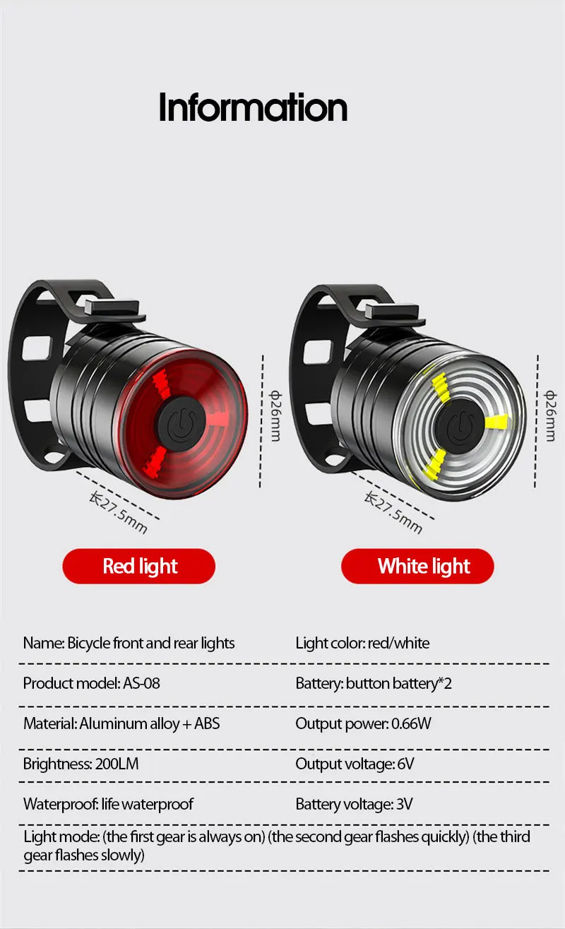 USB Rechargeable Light MTB Bicycle Front Back Rear Taillight Cycling Safety Warning Safety Light Waterproof Bicycle Accessories
USB Rechargeable Light MTB Bicycle Front Back Rear Taillight Cycling Safety Warning Safety Light Waterproof Bicycle Accessories
