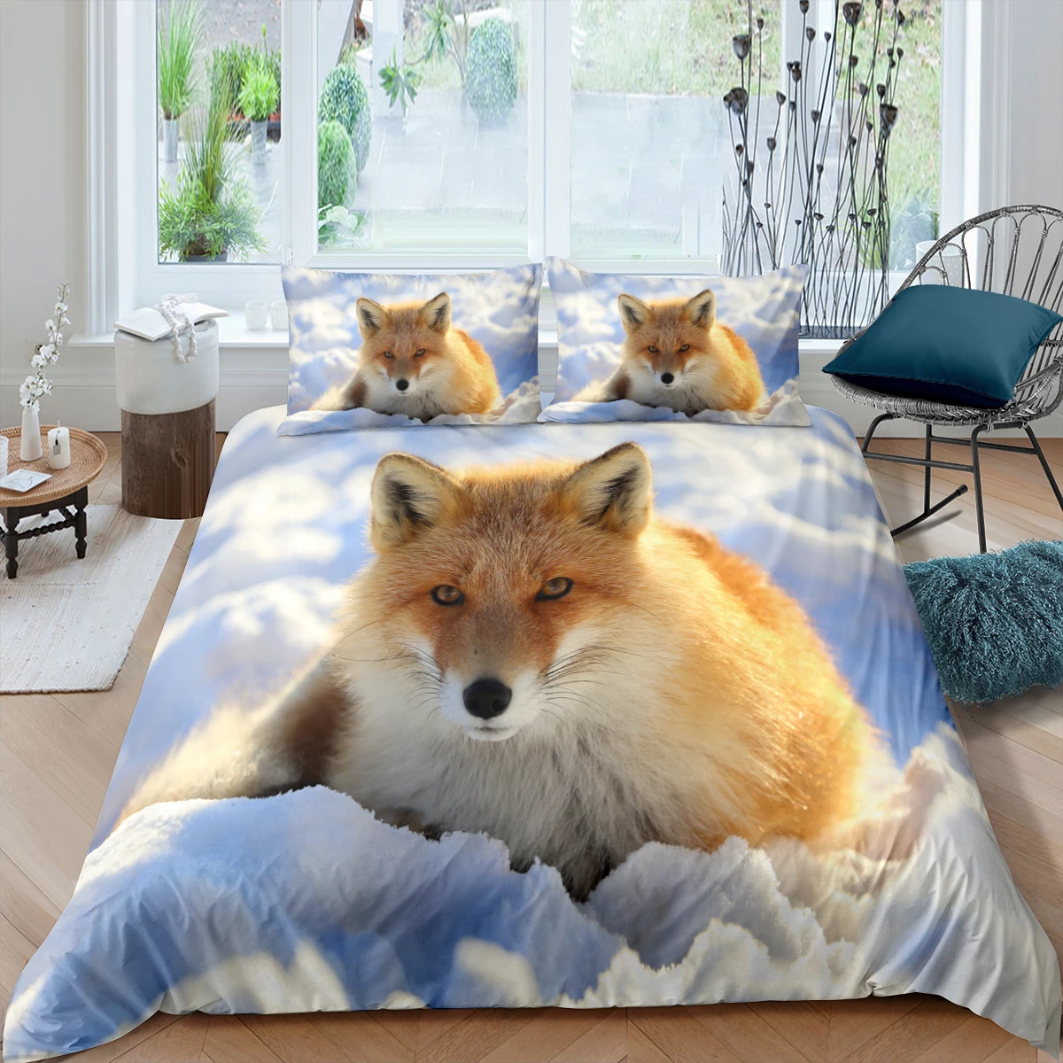

Home Living Luxury 3D Fox Bedding Set Duvet Cover Pillowcase Kids Bedding Set Queen and King EU/US/AU/UK Size