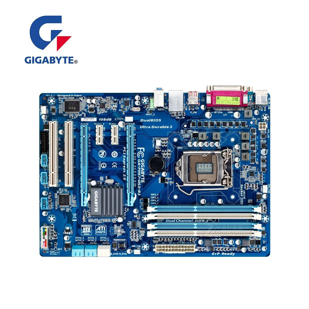 Оригинальный Для Gigabyte GA PH67 DS3 B3 рабочего Материнская плата H67 LGA 1155 DDR3 100% полностью