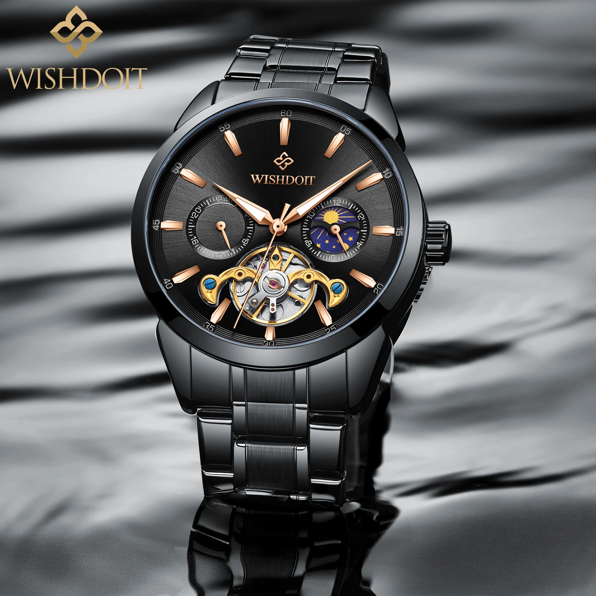 New WISHDOIT Men's Watches Moon Phase Mechanical Watch Steel Belt Large Dial Luminous Automatic Mechanical Men
New WISHDOIT Men's Watches Moon Phase Mechanical Watch Steel Belt Large Dial Luminous Automatic Mechanical Men