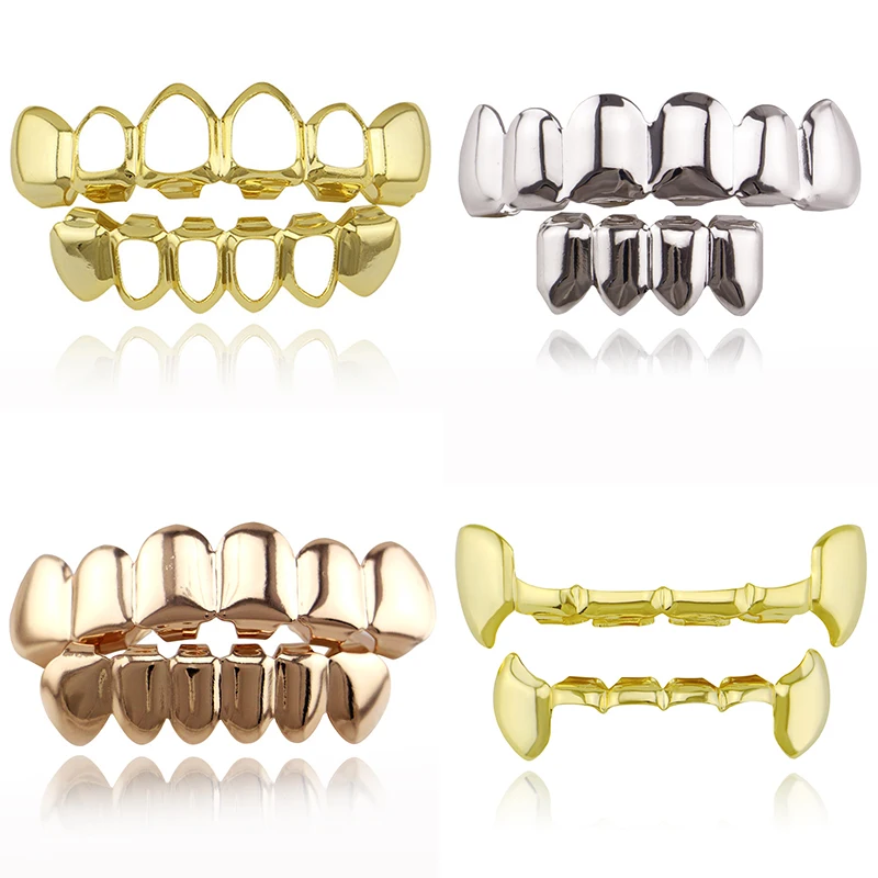 Хит продаж золотые Зубные коронки в стиле хип-хоп верхние и нижние зубные