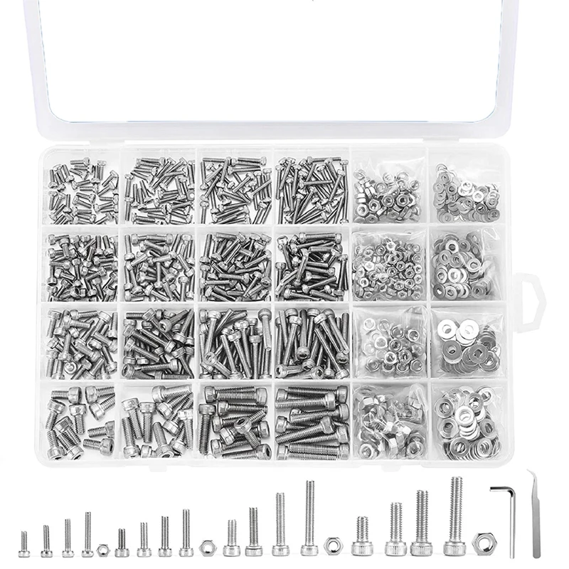 M2 M2.5 M3 M4 304 Stainless Steel Hexagon Head Cap Machine Screw, Precision Metric Round Flat Head Bolt and Nut Set
M2 M2.5 M3 M4 304 Stainless Steel Hexagon Head Cap Machine Screw, Precision Metric Round Flat Head Bolt and Nut Set