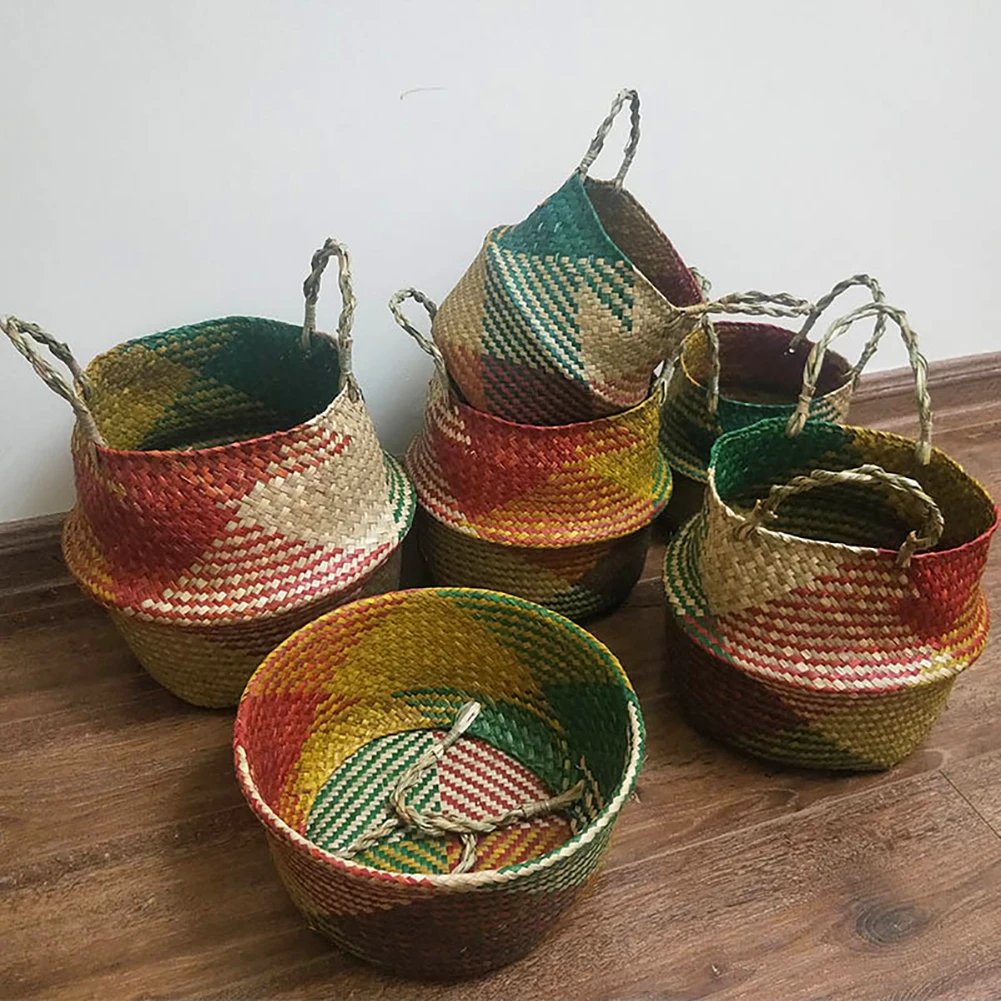 Handmade Bamboo Storage Baskets Foldable Clothes Laundry Basket Straw Wicker Rattan Seaweed Belly Flowerpot Retro Decorations
Handmade Bamboo Storage Baskets Foldable Clothes Laundry Basket Straw Wicker Rattan Seaweed Belly Flowerpot Retro Decorations