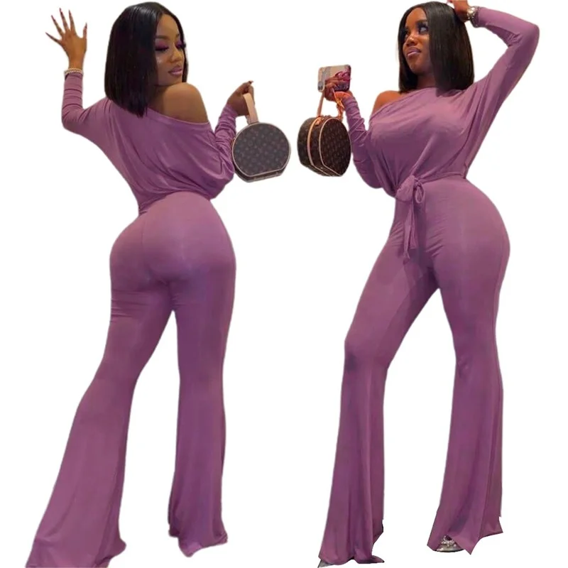 2022 Temperament High Waist Jumpsuit Wholesale Oblique Shoulder Sexy Jumpsuit Flared Pants Lace Up Street Women's Jumpsuit New
2022 Temperament High Waist Jumpsuit Wholesale Oblique Shoulder Sexy Jumpsuit Flared Pants Lace Up Street Women's Jumpsuit New