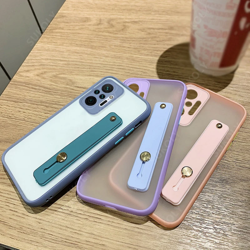 Matte Soft Edge Acrylic Bracket Case For Redmi Note 10 Pro 9 8 Xiaomi Mi 11 Lite 10T Poco X3 F3 Stand Cover | Мобильные телефоны и
