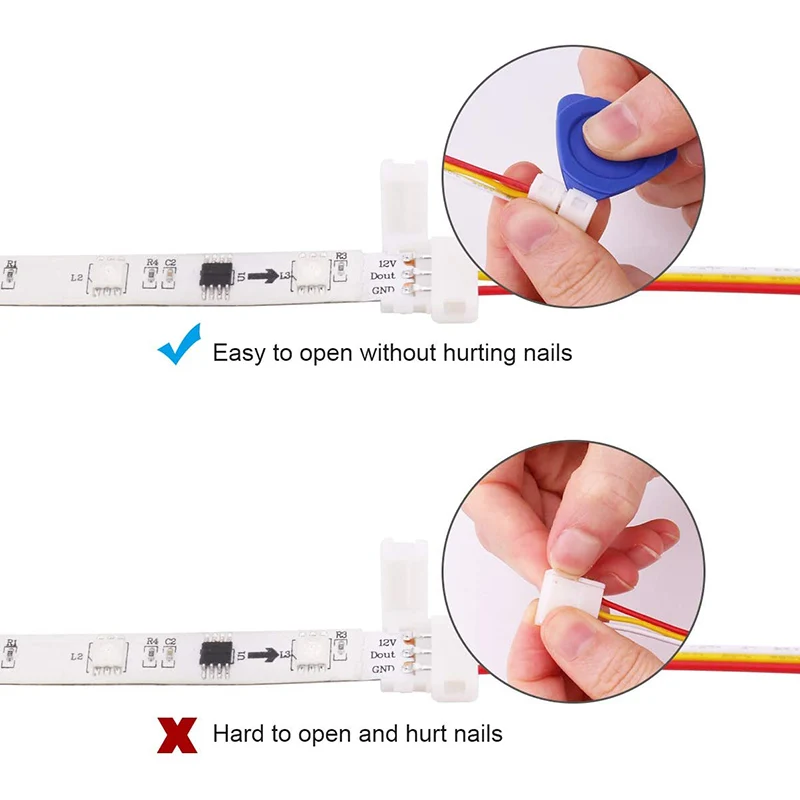 RGB LED Strip Connector Kit - Include 5050 4Pin 2 Way RGB Splitter Cable, RGB Controller Jumper, L & T Shape Connectors 
RGB LED Strip Connector Kit - Include 5050 4Pin 2 Way RGB Splitter Cable, RGB Controller Jumper, L & T Shape Connectors