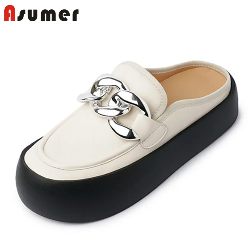 Asumer 2021 Top Quality Soft Leather Slipper Women Shoes Chain Fashion Cool Casual Shoes Punk Flat Platform Slipper Women
Asumer 2021 Top Quality Soft Leather Slipper Women Shoes Chain Fashion Cool Casual Shoes Punk Flat Platform Slipper Women