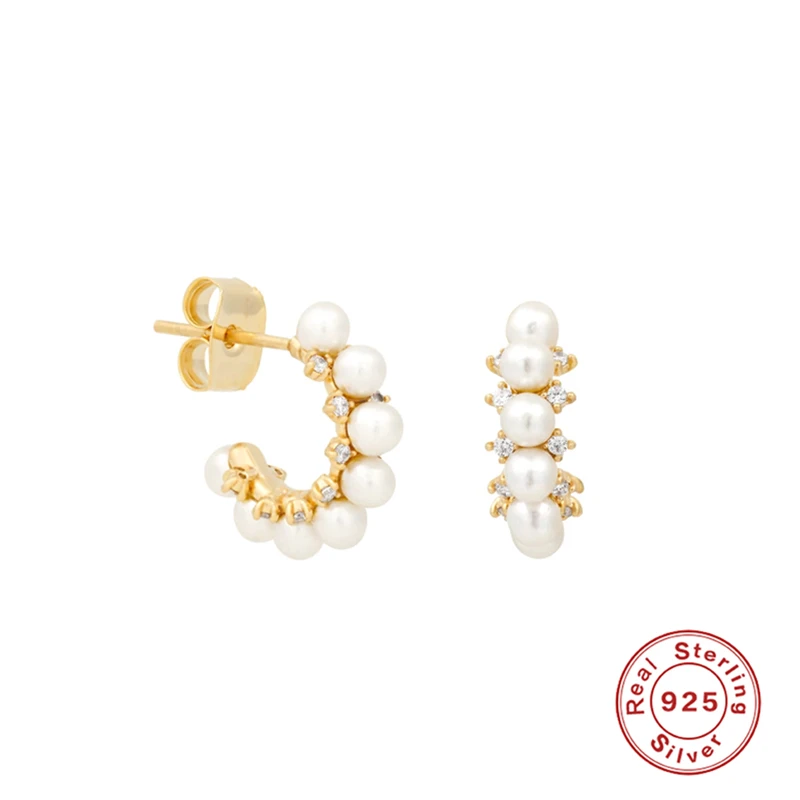 CANNER Real 925 Sterling Silver Stud Earrings for Women Exquisite Pearl Gold Color Piercing Earring Earings Jewelry pendientes
CANNER Real 925 Sterling Silver Stud Earrings for Women Exquisite Pearl Gold Color Piercing Earring Earings Jewelry pendientes
