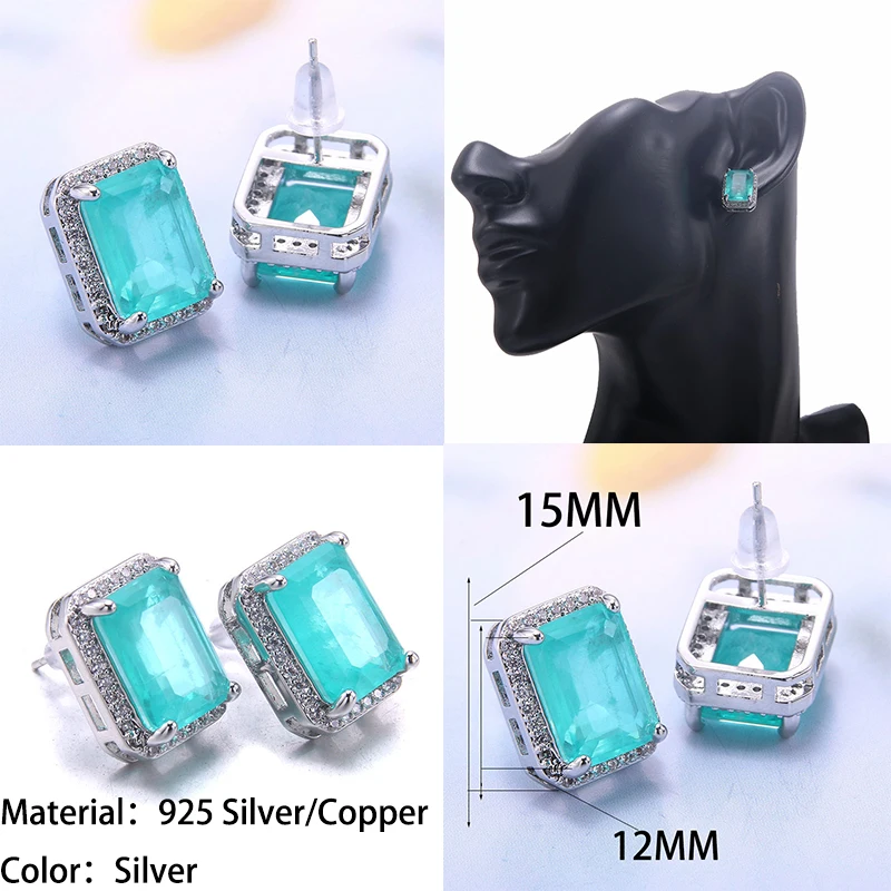 Europe Fashion Women Charm Jewelry 925 Silver Needle Earrings Exquisite Emerald Zircon Earrings Copper Earrings Women's Jewelry 
Europe Fashion Women Charm Jewelry 925 Silver Needle Earrings Exquisite Emerald Zircon Earrings Copper Earrings Women's Jewelry