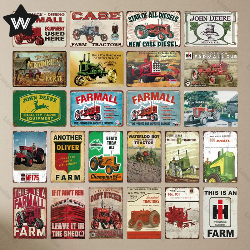 

Shabby Chic Vintage Metal Tin Signs Farmall Man Cave Plate Case Farm Tractors Wall Sticker for Garage Club Bar Decoration Plaque