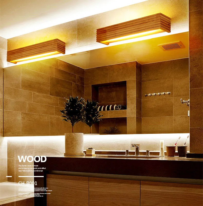 Современный деревянный настенный светодиодный светильник бра для ванной и дома