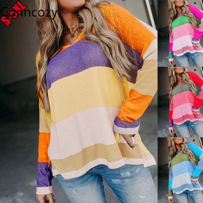 Women Clothing V Neck Plus Size Patchwork Striped T Shirt Fashion Oversized Tops Female Spring Autumn T Shirts Camisas Mujer
Women Clothing V Neck Plus Size Patchwork Striped T Shirt Fashion Oversized Tops Female Spring Autumn T Shirts Camisas Mujer