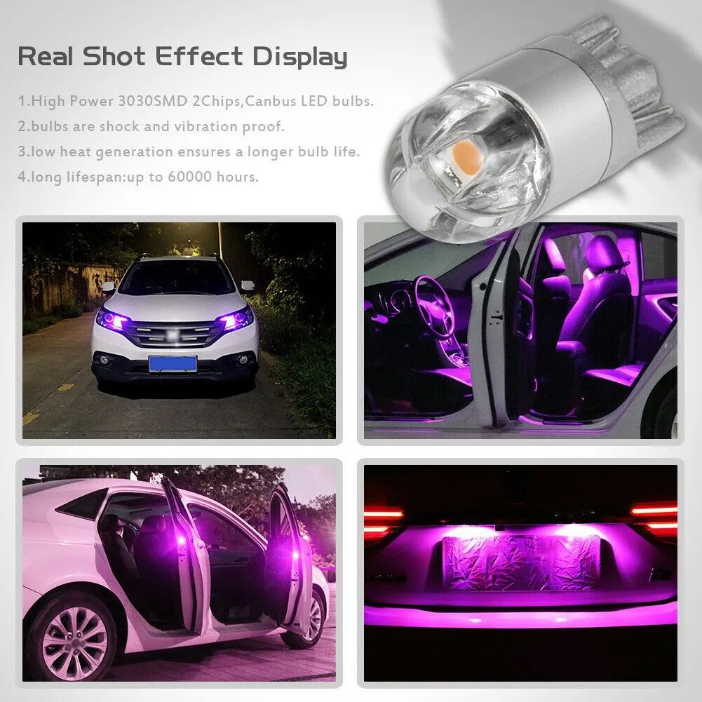LED Bulb T10 Lamp 1.5W 10pcs Marker 168 Parking 194 Purple 2 SMD Side 3030 Tail 360lm 6000k Wedge Backup Canbus
LED Bulb T10 Lamp 1.5W 10pcs Marker 168 Parking 194 Purple 2 SMD Side 3030 Tail 360lm 6000k Wedge Backup Canbus