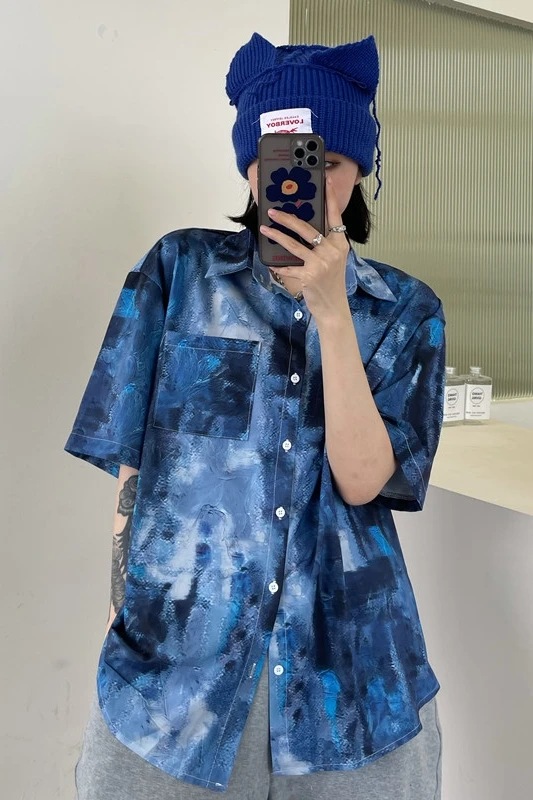 Houthion Women's Blouses New Casual Blouse Fashion Short Sleeve Top Buttons Tie-dye Printing Polo Shirt Summer Chiffon Slim
Houthion Women's Blouses New Casual Blouse Fashion Short Sleeve Top Buttons Tie-dye Printing Polo Shirt Summer Chiffon Slim