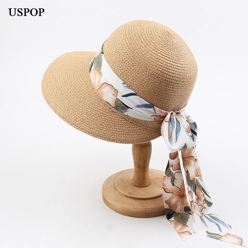 USPOP New women hats summer straw sun hats romantic long chiffon print ribbon beach hats wide brim straw hat
USPOP New women hats summer straw sun hats romantic long chiffon print ribbon beach hats wide brim straw hat
