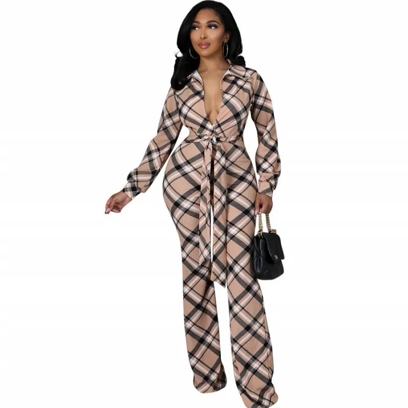 Full Sleeve Jumpsuit Women Lace Up High Waist Playsuits Rompers Spring Autumn New Plaid Print Fashion Office Lady Jumpsuit 2022
Full Sleeve Jumpsuit Women Lace Up High Waist Playsuits Rompers Spring Autumn New Plaid Print Fashion Office Lady Jumpsuit 2022