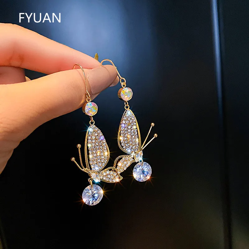 FYUAN Beautiful Butterfly Zirco Crystal Earrings for Women Bijoux Korean Style Rhinestone Dangle Earrings Jewelry Gifts
FYUAN Beautiful Butterfly Zirco Crystal Earrings for Women Bijoux Korean Style Rhinestone Dangle Earrings Jewelry Gifts