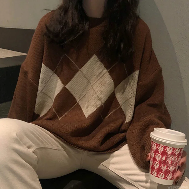 Women's knitted pullover, large fashion pullover, loose, Korean University style, winter
Women's knitted pullover, large fashion pullover, loose, Korean University style, winter