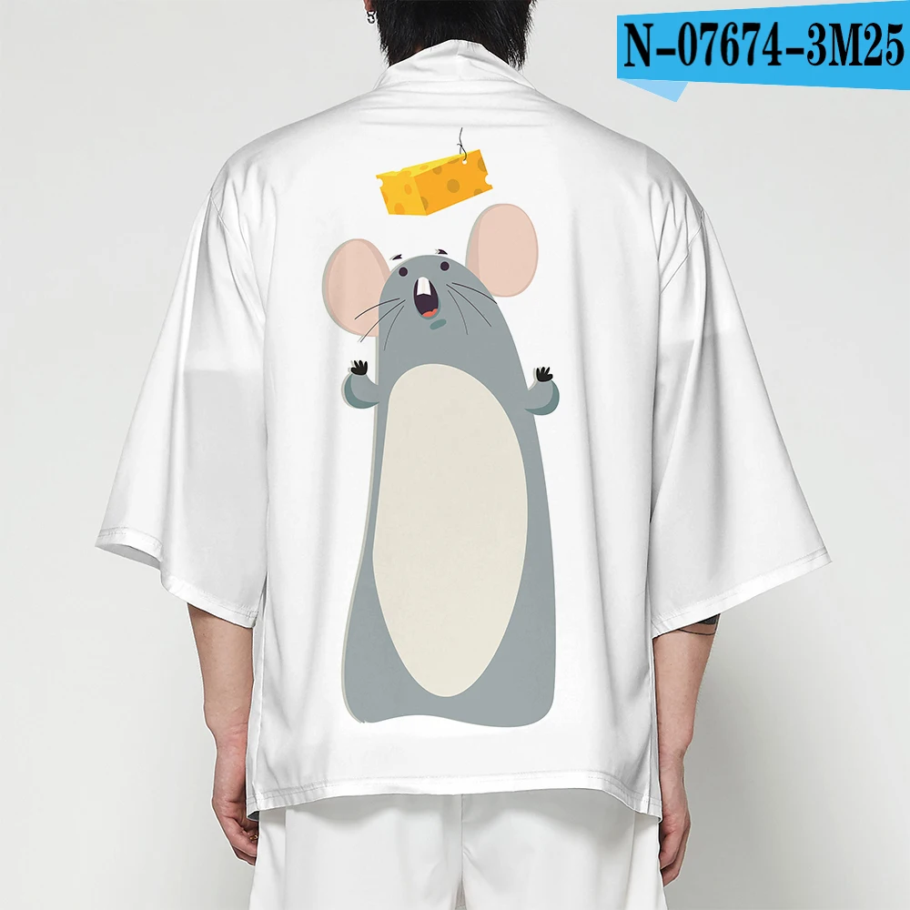 Printing Japanese Kimono Haori Yukata Women/mens Fashion Summer Casual Cool Short Sleeve Cardigan Kawaii Cute Little Mouse 3D
Printing Japanese Kimono Haori Yukata Women/mens Fashion Summer Casual Cool Short Sleeve Cardigan Kawaii Cute Little Mouse 3D