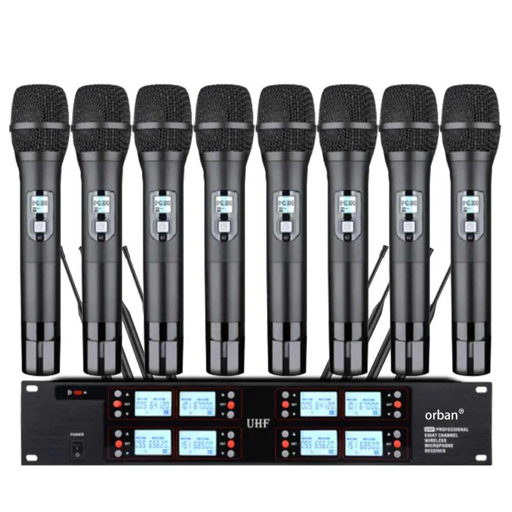 Professional UHF wireless microphone 8-channel metal handheld microphone for school church stage performance wireless microphone
Professional UHF wireless microphone 8-channel metal handheld microphone for school church stage performance wireless microphone