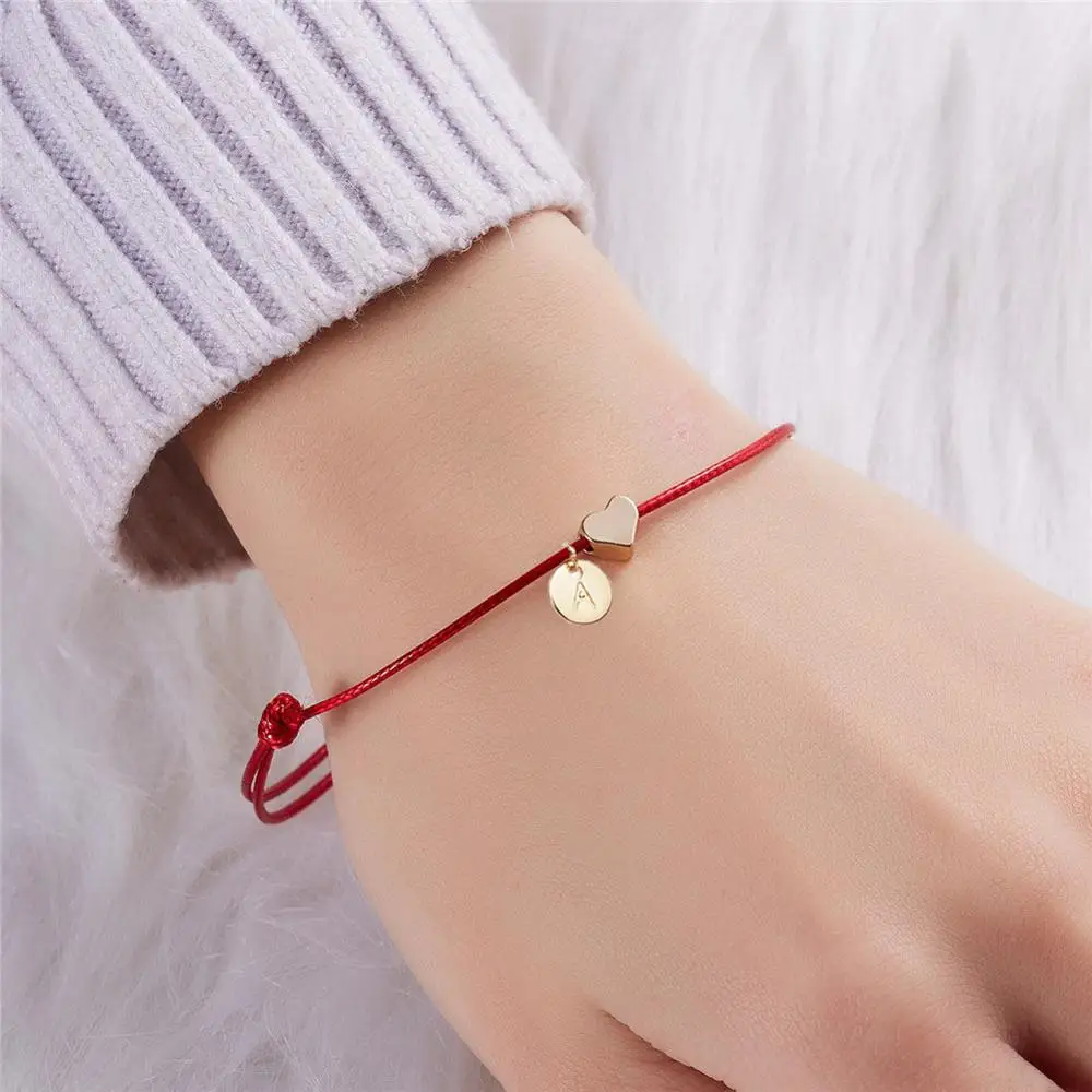 Letter Coin Love Heart Bracelet for Women Men's Fashion Charm Braided Lucky red strings Bangle Jewelry Gift | Украшения и