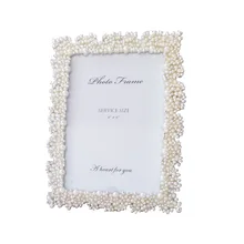 European Photo Frame Setting Table 3 Inch 5 Inch 6 Inch Pearl Metal Setting Table Exquisite Wedding Photo Light Photo Frame