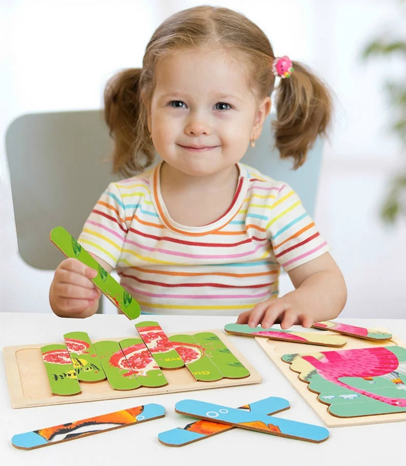 New Wooden Double-sided Puzzles Creativity Strip Shape 3D Puzzle Telling Stories Stacking Jigsaw Kids Educational Learning Toys
New Wooden Double-sided Puzzles Creativity Strip Shape 3D Puzzle Telling Stories Stacking Jigsaw Kids Educational Learning Toys