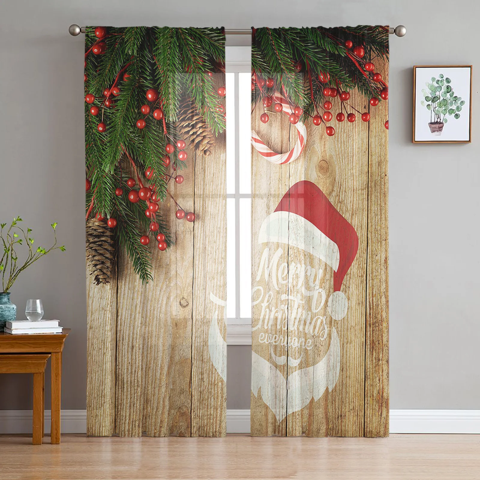 Рождественские сосновые конусы, тюлевые шторы с Санта-Клаусом для гостиной, декоративные прозрачные шторы
Рождественские сосновые конусы, тюлевые шторы с Санта-Клаусом для гостиной, декоративные прозрачные шторы