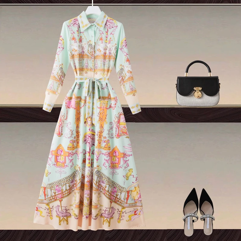 Designer High Quality New Women's Long Dress Autumn Bohemian Vintage Elegant Party Fashion Print Single Breasted Shirt Dress
Designer High Quality New Women's Long Dress Autumn Bohemian Vintage Elegant Party Fashion Print Single Breasted Shirt Dress