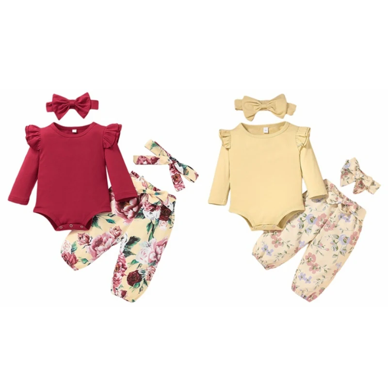 Newborn Baby Girl Clothes Outfit Clothes Soild Ruffles 2022 Romper Tops + Floral Pants + Headband Infantil Set
Newborn Baby Girl Clothes Outfit Clothes Soild Ruffles 2022 Romper Tops + Floral Pants + Headband Infantil Set