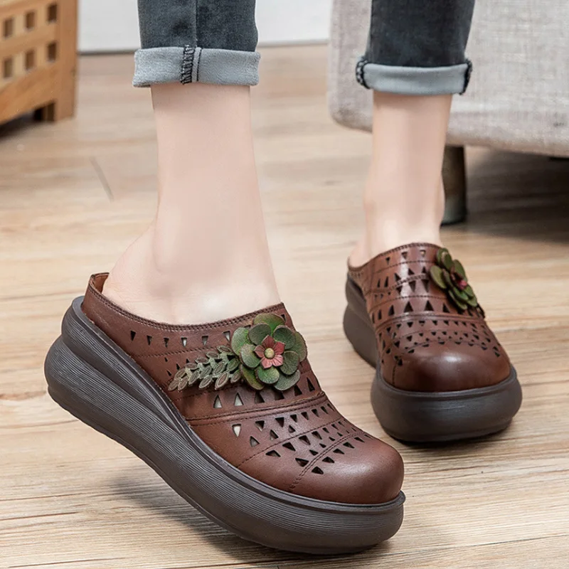 Summer Slippers Genuine Leather Women Shoes Outside Slides Wedges Floral Leisure Retro Hollow Concise Handmade Women Slippers
Summer Slippers Genuine Leather Women Shoes Outside Slides Wedges Floral Leisure Retro Hollow Concise Handmade Women Slippers